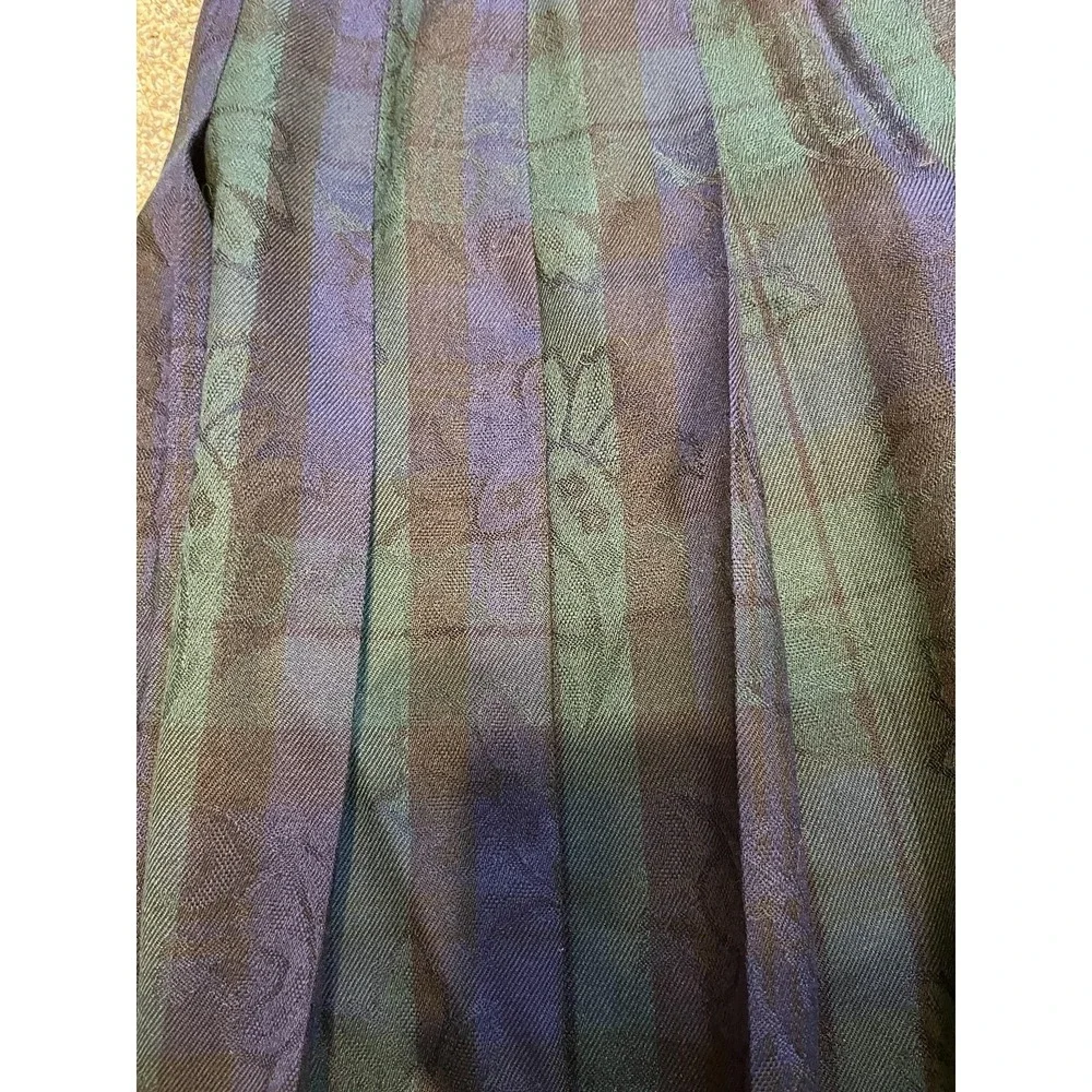 Vintage Pendleton Skirt Womens Petite 12 Green Striped Wool Pleated‎ Midi USA - Picture 3 of 12
